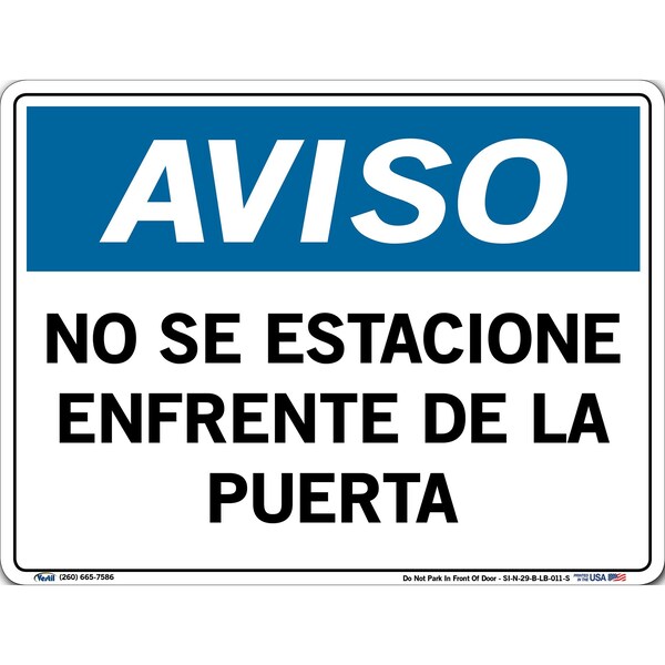 Vinyl Label Sign, 9-1/2" Height, 12-1/2" Width, Vinyl Label, Rectangle, Spanish